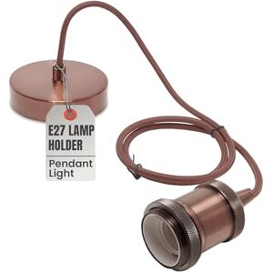 LEDSone Pendant Light Vintage 1m Fitting Modern Retro Industrial Style E27 Lamp Copper Holder Brown Round Braided Flex Copper Ceiling Rose. LEDSone Pendant Light Vintage 1m Fitting Modern Retro Industrial Style E27 Lamp Copper Holder Brown Round Braided Flex Copper Ceiling Rose.