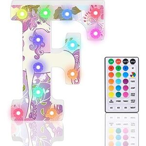 HIYAA Light Up Letters, Glitter LED Letter Lights 18 Color Changing Diamond Alphabet Sign Night Light with Remote Control for Girls Gifts Birthday Bar Wedding Party Christmas Valentine Wall Table Decor F HIYAA Light Up Letters, Glitter LED Letter Lights 18 Color Changing Diamond Alphabet Sign Night Light with Remote Control for Girls Gifts Birthday Bar Wedding Party Christmas Valentine Wall Table Decor F