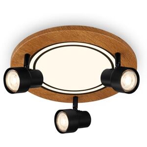 Briloner LED Ceiling Light with spotlights, Warm White Light, swivelling Ceiling Light, Wooden LED lamp, Living Room lamp 12W with Memory Function, 300x155mm (DxH) Briloner LED Ceiling Light with spotlights, Warm White Light, swivelling Ceiling Light, Wooden LED lamp, Living Room lamp 12W with Memory Function, 300x155mm (DxH)