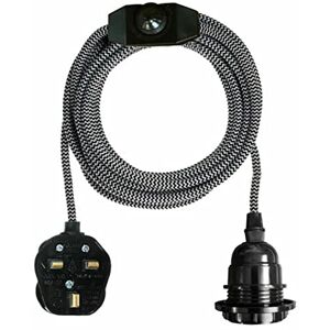 LEDSone Vintage Pendant Light Kit with Fabric Flex Cable 2m Hanging Light Fitting with E27 Bulb Socket and Plug with Switch Ideal for Home, Studio, Office, Café, or Decorative Lighting (Black & white) LEDSone Vintage Pendant Light Kit with Fabric Flex Cable 2m Hanging Light Fitting with E27 Bulb Socket and Plug with Switch Ideal for Home, Studio, Office, Café, or Decorative Lighting (Black & white)