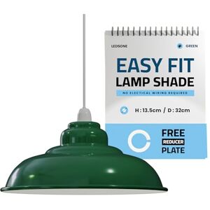 LEDSone Industrial Lampshade Metal Green 32cm Easy Fit with Reducer Plate Modern Hanging Pendant Light Shade for Bedroom, Hallway, Office, Kitchen, Dining Room, Cafe, Bar, Restaurtant LEDSone Industrial Lampshade Metal Green 32cm Easy Fit with Reducer Plate Modern Hanging Pendant Light Shade for Bedroom, Hallway, Office, Kitchen, Dining Room, Cafe, Bar, Restaurtant
