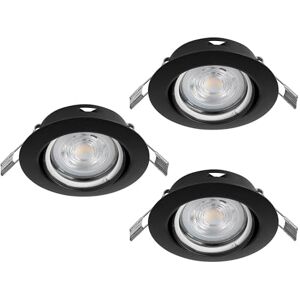 Eglo Set of 3 LED recessed spotlights Favazzina, Round Flat Metal Ceiling Lights in Black, incl. GU10 Bulbs, Warm White, Ø 8.8 cm Eglo Set of 3 LED recessed spotlights Favazzina, Round Flat Metal Ceiling Lights in Black, incl. GU10 Bulbs, Warm White, Ø 8.8 cm