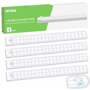 HIYAA Motion Sensor Lights Rechargeable 40 LEDs Wireless Dimming Indoor Night Light, Auto On/Off with Magnetic Stickers for Stick-on Anywhere for Stairs,Under Cabinet,Closet,Room, Wardrobe (6000k, 4 Pack) HIYAA Motion Sensor Lights Rechargeable 40 LEDs Wireless Dimming Indoor Night Light, Auto On/Off with Magnetic Stickers for Stick-on Anywhere for Stairs,Under Cabinet,Closet,Room, Wardrobe (6000k, 4 Pack)