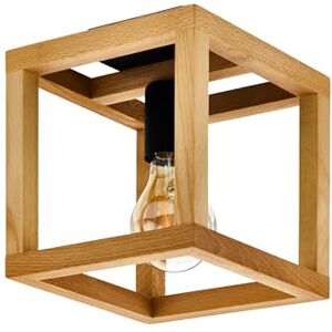Eglo Ceiling Light Fixture Blackcrown, Decorative lamp in Natural Design, Cube Shape Living Room Lighting, Black Steel with Wooden Frame, E27 Socket, 20 x 20 cm Eglo Ceiling Light Fixture Blackcrown, Decorative lamp in Natural Design, Cube Shape Living Room Lighting, Black Steel with Wooden Frame, E27 Socket, 20 x 20 cm