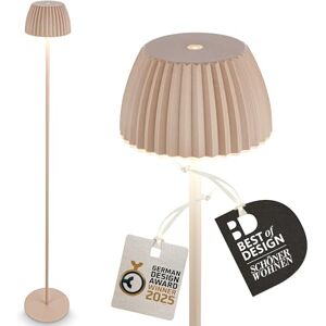 Briloner Riffle LED Rechargeable Floor lamp IP44 with Touch, 19x124 cm, dimmable, Memory Function, Replaceable Battery, Battery Floor lamp, Stand lamp, German Design Award Winner 2025, Beige Briloner Riffle LED Rechargeable Floor lamp IP44 with Touch, 19x124 cm, dimmable, Memory Function, Replaceable Battery, Battery Floor lamp, Stand lamp, German Design Award Winner 2025, Beige