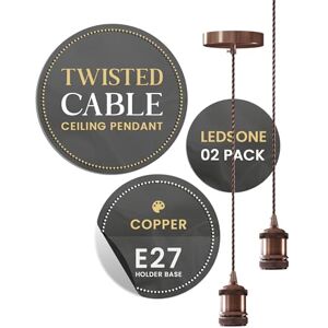 LEDSone Ceiling Rose Pendant Bulb Holder 2 Pack Copper 100 cm Braided Adjustable Cable With E27 light fitting lamp holder For Kitchen Living Bedroom Dining Room Hallway Lighting LEDSone Ceiling Rose Pendant Bulb Holder 2 Pack Copper 100 cm Braided Adjustable Cable With E27 light fitting lamp holder For Kitchen Living Bedroom Dining Room Hallway Lighting