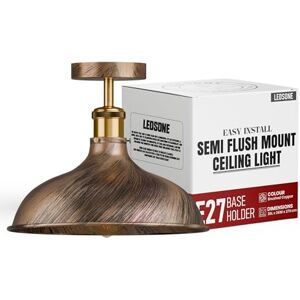 LEDSone Industrial Ceiling Light Semi Flush Mount Fixture Metal Dome Shade Copper Ceiling Pendant Light Fitting for Restaurants Offices Livingroom Kitchen LEDSone Industrial Ceiling Light Semi Flush Mount Fixture Metal Dome Shade Copper Ceiling Pendant Light Fitting for Restaurants Offices Livingroom Kitchen