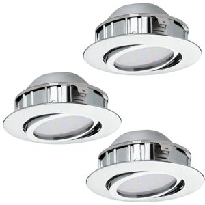 Eglo Set of 3 LED recessed spotlights Pineda, Spots Made of Plastic, recessed Lights in Chrome Colour, Flat and swivelling, Warm White, Ø 8,4 cm Eglo Set of 3 LED recessed spotlights Pineda, Spots Made of Plastic, recessed Lights in Chrome Colour, Flat and swivelling, Warm White, Ø 8,4 cm