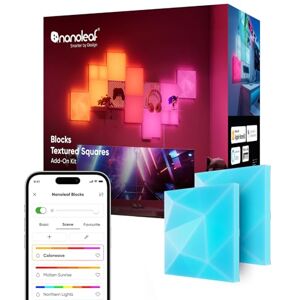 Nanoleaf Blocks Expansion Kit 2 Textured Squares, 3D Multi-Faceted RGBW Color-Changing Light Panel, Adjustable Colour Temperature 1200K-6500K, Soft Lighting (23.1 x 23.1 cm Each) Nanoleaf Blocks Expansion Kit 2 Textured Squares, 3D Multi-Faceted RGBW Color-Changing Light Panel, Adjustable Colour Temperature 1200K-6500K, Soft Lighting (23.1 x 23.1 cm Each)