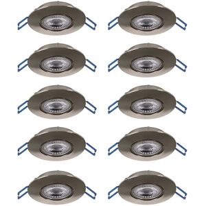 Eglo Set of 10 LED recessed spotlights Cedrez, Ø 9 cm, Extra-Flat Ceiling Spots, Lights with dip Switch, Silver Plastic, Warm White, Neutral Cool White Eglo Set of 10 LED recessed spotlights Cedrez, Ø 9 cm, Extra-Flat Ceiling Spots, Lights with dip Switch, Silver Plastic, Warm White, Neutral Cool White