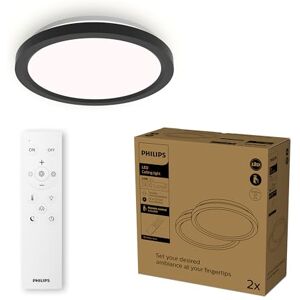 Philips LED Remote Control Ceiling Light, Round, 30 cm, Dimmable, Tunable White Light, Living Room, Bedroom, No Flicker or Glare, Modern Design, Black, 2 Pack Philips LED Remote Control Ceiling Light, Round, 30 cm, Dimmable, Tunable White Light, Living Room, Bedroom, No Flicker or Glare, Modern Design, Black, 2 Pack