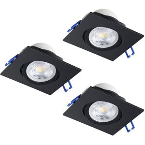 Eglo Set of 3 recessed Spotlight Set Saliceto, dimmable Ceiling Spots, Square Aluminium Lights in Silver, Neutral White, 8.8 x cm Eglo Set of 3 recessed Spotlight Set Saliceto, dimmable Ceiling Spots, Square Aluminium Lights in Silver, Neutral White, 8.8 x cm