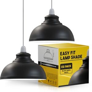 LEDSone Metal Black Inner White Ceiling Lamp Shade 29cm Easy Fit Light Pendant Modern Ceiling Lighting Shade for Bedroom, Hallway, Office Industrial Kitchen Hanging Light Shade Pendant LEDSone Metal Black Inner White Ceiling Lamp Shade 29cm Easy Fit Light Pendant Modern Ceiling Lighting Shade for Bedroom, Hallway, Office Industrial Kitchen Hanging Light Shade Pendant