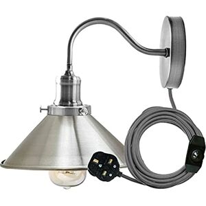 LEDSone Industrial Style Led Wall Light Plug-in Night Light E27 Retro Metal Satin Nickel Wall Sconce Adjustable Aesthetic Lamp Fixture for Stair Hallway Bedroom Beside Living Room LEDSone Industrial Style Led Wall Light Plug-in Night Light E27 Retro Metal Satin Nickel Wall Sconce Adjustable Aesthetic Lamp Fixture for Stair Hallway Bedroom Beside Living Room