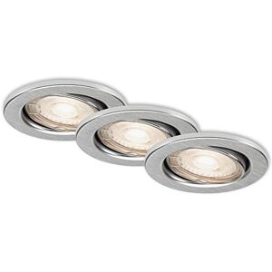 Briloner Leuchten LED recessed Lights, Set of 3 Ceiling Lights, LED Module swivelling, Each 5 watts, Each 460 lumens, 3,000 Kelvin, IP23, Aluminium-Coloured, 86 x 70 mm (D x H) Briloner Leuchten LED recessed Lights, Set of 3 Ceiling Lights, LED Module swivelling, Each 5 watts, Each 460 lumens, 3,000 Kelvin, IP23, Aluminium-Coloured, 86 x 70 mm (D x H)