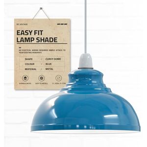 DC VOLTAGE Industrial Ceiling Pendant Light Shades Retro Style Curvy Dome Shaped lamp Shades Metal Easy fit Ceiling Pendant Light Shades for Light fixtures (Blue) DC VOLTAGE Industrial Ceiling Pendant Light Shades Retro Style Curvy Dome Shaped lamp Shades Metal Easy fit Ceiling Pendant Light Shades for Light fixtures (Blue)
