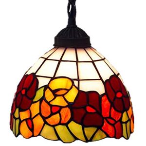 JWBXFYXW Tiffany Style Pendant Lamp Red Orange Flowers Stained Glass 8 Inch Shade Hanging Lamp Antique 1 Light for Dining Room Porch Hallway JWBXFYXW Tiffany Style Pendant Lamp Red Orange Flowers Stained Glass 8 Inch Shade Hanging Lamp Antique 1 Light for Dining Room Porch Hallway