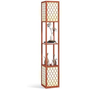 HOMCOM Floor Lamp with Shelves, Modern Tall Standing Lamps with Fabric Lampshade, Chain Switch and Dual Light for Living Room, Bedroom, Bulb not Included, Brown HOMCOM Floor Lamp with Shelves, Modern Tall Standing Lamps with Fabric Lampshade, Chain Switch and Dual Light for Living Room, Bedroom, Bulb not Included, Brown