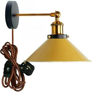 LEDSone Industrial Wall Sconce Adjustable Arm Light dimmer Switch Plug in 22cm Yellow Metal Cone Lamp Shade with E27 Base Wall Lights for Restaurant Office and Indoor Home Decor LEDSone Industrial Wall Sconce Adjustable Arm Light dimmer Switch Plug in 22cm Yellow Metal Cone Lamp Shade with E27 Base Wall Lights for Restaurant Office and Indoor Home Decor