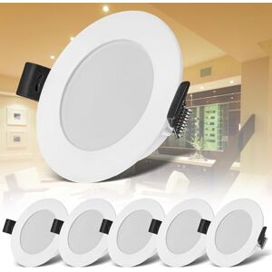 B.K.Licht Set of 6 LED Recessed Spotlights 230V for Bathroom Splashproof IP44 Warm White Light Flat Ceiling 85 x 25 mm (DxH) White B.K.Licht Set of 6 LED Recessed Spotlights 230V for Bathroom Splashproof IP44 Warm White Light Flat Ceiling 85 x 25 mm (DxH) White