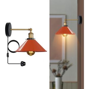 LEDSone Retro Plug in Wall Light Lamps with 2m Plug in Cable Cord and Dimmer Switch, Edison Metal Swing Adjustable E27 Wall Sconce, Vintage Industrial Indoor Reading Bedside Lamp (Orange) LEDSone Retro Plug in Wall Light Lamps with 2m Plug in Cable Cord and Dimmer Switch, Edison Metal Swing Adjustable E27 Wall Sconce, Vintage Industrial Indoor Reading Bedside Lamp (Orange)