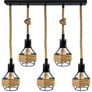 LEDSone 5 Head Vintage E27 Pendant Light Fitting – 1m Twisted Braided Cable Ceiling Lamp Holder Kit for Indoor Hanging Lighting in Kitchen, Dining Room, Bar, Café, Loft LEDSone 5 Head Vintage E27 Pendant Light Fitting – 1m Twisted Braided Cable Ceiling Lamp Holder Kit for Indoor Hanging Lighting in Kitchen, Dining Room, Bar, Café, Loft