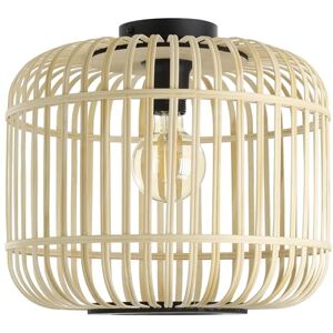 Eglo Ceiling Light Fixture Hanoi, Boho Living Room lamp, Bedroom and Hallway Lighting, Black Steel, Natural Wood, E27 Socket, Ø 45 cm Eglo Ceiling Light Fixture Hanoi, Boho Living Room lamp, Bedroom and Hallway Lighting, Black Steel, Natural Wood, E27 Socket, Ø 45 cm