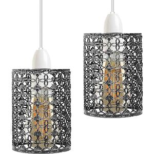 LEDSone 2 Pack of Industrial Style Brushed Silver Metal Cage Lampshade – Easy Fit Wire Cage Light Shade for Indoor Pendant Lights for Dining Room, Bedroom, Loft, and Hallway (Brushed Silver 2 Pack) LEDSone 2 Pack of Industrial Style Brushed Silver Metal Cage Lampshade – Easy Fit Wire Cage Light Shade for Indoor Pendant Lights for Dining Room, Bedroom, Loft, and Hallway (Brushed Silver 2 Pack)