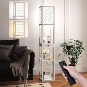 Feonase Modern Floor Lamp with Shelves & Remote 160cm Tall Standing Light with Bulb, Stable Design for Bedroom, Living Room & Office (White) Feonase Modern Floor Lamp with Shelves & Remote 160cm Tall Standing Light with Bulb, Stable Design for Bedroom, Living Room & Office (White)