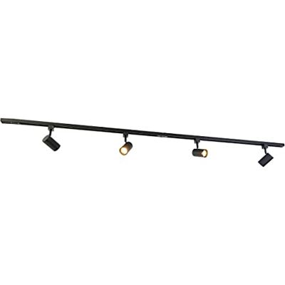 Qazqa Modern 1-Phase Rail System with 4 Spots Black Jeana- Modern Suitable for LED GU10 4 Way Light Steel Surface-Mounted spotway Light Suitable for Bedroom I Qazqa Modern 1-Phase Rail System with 4 Spots Black Jeana- Modern Suitable for LED GU10 4 Way Light Steel Surface-Mounted spotway Light Suitable for Bedroom I