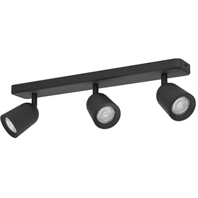 Eglo Spotlight bar Camaldoli, Kitchen Light Fitting with 3 Flexible Spots ceiling lamp living room made of black steel, GU10 socket Eglo Spotlight bar Camaldoli, Kitchen Light Fitting with 3 Flexible Spots ceiling lamp living room made of black steel, GU10 socket
