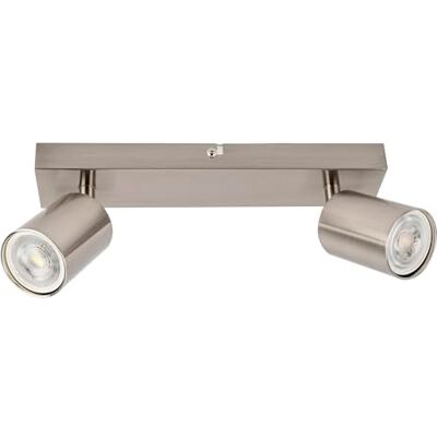 Integral LED Siena 2 Way GU10 LED Spotlight Bar Modern Indoor Ceiling Light Fitting Adjustable and Rotatable Ideal for Living Room, Bedroom, Kitchen and Dining Room Premium Satin Nickel Finish Integral LED Siena 2 Way GU10 LED Spotlight Bar Modern Indoor Ceiling Light Fitting Adjustable and Rotatable Ideal for Living Room, Bedroom, Kitchen and Dining Room Premium Satin Nickel Finish