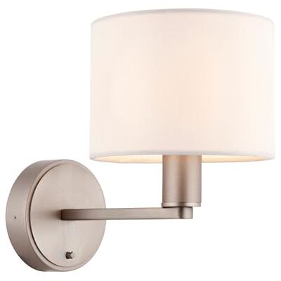 ENDON 61608 Daley Matt Nickel & Faux Silk Shade E14 Toggle Switch Dimmable Wall Light ENDON 61608 Daley Matt Nickel & Faux Silk Shade E14 Toggle Switch Dimmable Wall Light