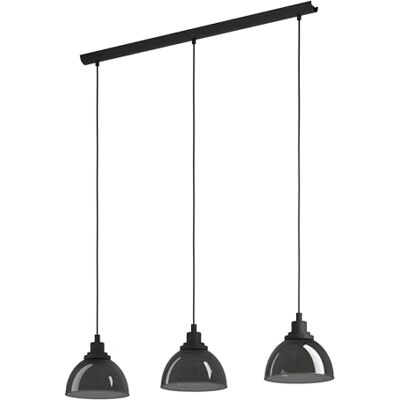 Eglo Pendant Lighting Beleser, Ceiling Light Fitting with 3 Shades, Hanging lamp for Dining Room Made of Black Metal and Smoked Glass in Transparent Black, E27 Socket, 35.6“ Eglo Pendant Lighting Beleser, Ceiling Light Fitting with 3 Shades, Hanging lamp for Dining Room Made of Black Metal and Smoked Glass in Transparent Black, E27 Socket, 35.6“