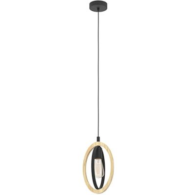 Eglo Pendant lamp Basildon, 1-Light Hanging lamp Vintage, Industrial, Retro, Pendant lamp Made of Steel and Wood in Black, Natural, Dining Table lamp, Hanging Living Room lamp with E27 Socket Eglo Pendant lamp Basildon, 1-Light Hanging lamp Vintage, Industrial, Retro, Pendant lamp Made of Steel and Wood in Black, Natural, Dining Table lamp, Hanging Living Room lamp with E27 Socket