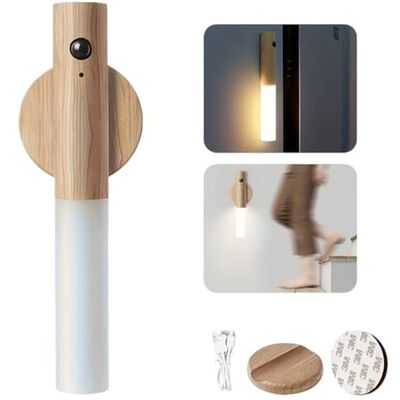 Zoe & Jim Magnetic Wall Light with Motion Sensor and USB Rechargeable. Wall Mounted Wood Torch Light Warm White for Indoor Use. Good for Bedside Lamp, Living Room, Hallway, Staircase (Ash) Zoe & Jim Magnetic Wall Light with Motion Sensor and USB Rechargeable. Wall Mounted Wood Torch Light Warm White for Indoor Use. Good for Bedside Lamp, Living Room, Hallway, Staircase (Ash)