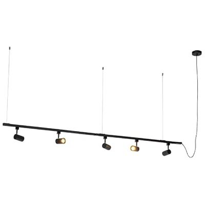 Qazqa Black Monophase Track Lighting System with 5 Spotlights Qazqa Black Monophase Track Lighting System with 5 Spotlights