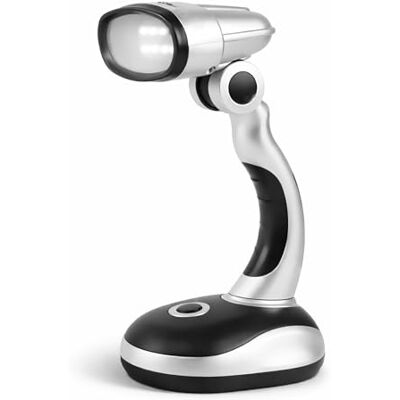 D.A.Y. Republic Portable LED Desk Lamp for Home Office, Cordless Torch Doubles as head torch or small bedside lamp, 12 LEDs, 180-degree head, ABS build, push-button on/off, 10m range, 16x16x7.5cm D.A.Y. Republic Portable LED Desk Lamp for Home Office, Cordless Torch Doubles as head torch or small bedside lamp, 12 LEDs, 180-degree head, ABS build, push-button on/off, 10m range, 16x16x7.5cm