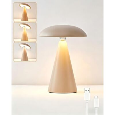 HARPER LIVING Rechargeable Table Lamp, Magnetic Touch Mushroom Bedside Light Dimmable, Portable LED Battery Desk Lamp for Bedroom Living Room Home Office Kids Room, Matt Khaki HARPER LIVING Rechargeable Table Lamp, Magnetic Touch Mushroom Bedside Light Dimmable, Portable LED Battery Desk Lamp for Bedroom Living Room Home Office Kids Room, Matt Khaki