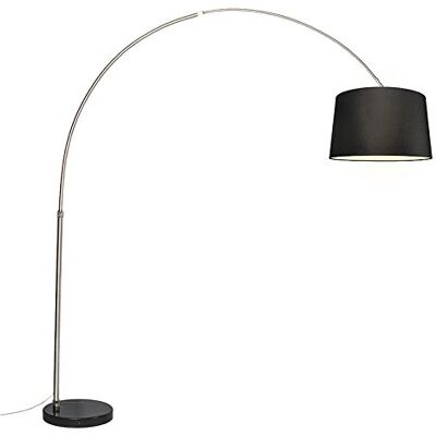 QAZQA Arc lamp steel fabric shade black 45 cm - XXL QAZQA Arc lamp steel fabric shade black 45 cm - XXL