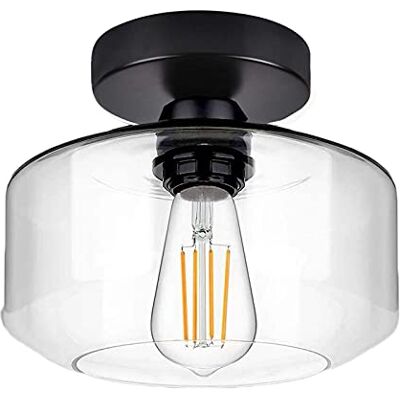 FRIDEKO HOME Industrial Glass Light Shade Ceiling Semi Flush Ceiling Lights Kitchen Lights Ceiling Chandeliers Pendant Light Fitting Ceiling Lamp for Bedroom Hallway Dining Room Living Room Loft FRIDEKO HOME Industrial Glass Light Shade Ceiling Semi Flush Ceiling Lights Kitchen Lights Ceiling Chandeliers Pendant Light Fitting Ceiling Lamp for Bedroom Hallway Dining Room Living Room Loft