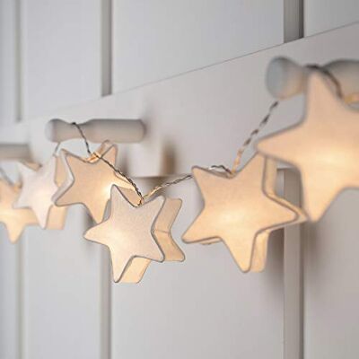 Lights4fun Indoor Paper Star Lantern Fairy Lights Battery Operated 10 Warm White LEDs Timer 1.8m Lights4fun Indoor Paper Star Lantern Fairy Lights Battery Operated 10 Warm White LEDs Timer 1.8m