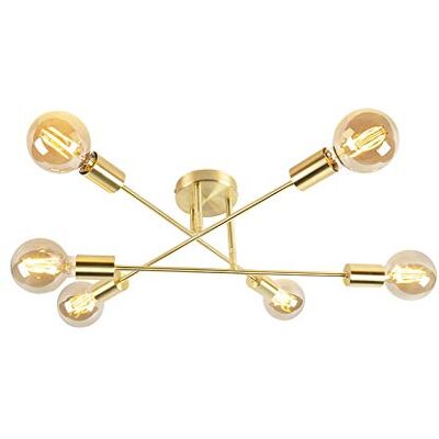 QAZQA Brass Industrial Ceiling Light - Sydney - 6 Lights - E27 - 55cm QAZQA Brass Industrial Ceiling Light - Sydney - 6 Lights - E27 - 55cm