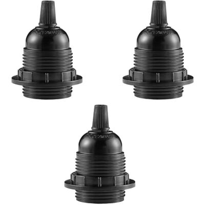 LEDSone E14 Lamp Holder, Bulb Holder, E14 Light Fitting, E 14 Lamp Holder Fitting, Table Lamp Fittings for Table Ceiling Pendant Lights Fittings Parts in White Plastic (Black) LEDSone E14 Lamp Holder, Bulb Holder, E14 Light Fitting, E 14 Lamp Holder Fitting, Table Lamp Fittings for Table Ceiling Pendant Lights Fittings Parts in White Plastic (Black)