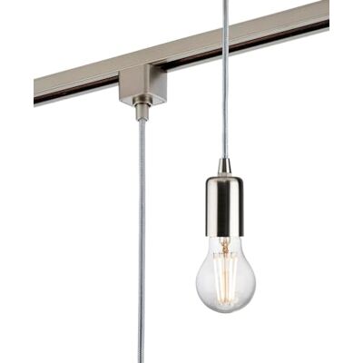 Knightsbridge 230V 1.8M E27 Contemporary Track Pendant Brushed Chrome Knightsbridge 230V 1.8M E27 Contemporary Track Pendant Brushed Chrome