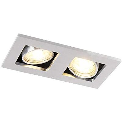Qazqa recessed Spotlight, Downlight qure Aluminium, gu10, max. 50W, 19cm, Rectangle, 2-Way, Ideal for Hall Way, Kitchen and Bedroom Qazqa recessed Spotlight, Downlight qure Aluminium, gu10, max. 50W, 19cm, Rectangle, 2-Way, Ideal for Hall Way, Kitchen and Bedroom
