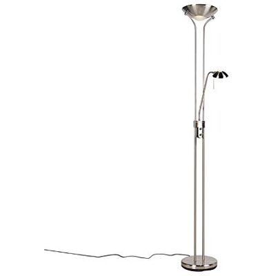 QAZQA Moderno Steel Floor Lamp with Reading LED & Dimmer - Diva 2 QAZQA Moderno Steel Floor Lamp with Reading LED & Dimmer - Diva 2