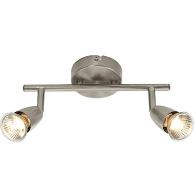 National Lighting Amalfi 2 Way Adjustable Bar Spotlight Fixture IP20 Semi Flush Ceiling Light GU10 LED Compatible Spotlight Lamp Residential and Commercial Dimmable Light Fitting Satin Silver Finish National Lighting Amalfi 2 Way Adjustable Bar Spotlight Fixture IP20 Semi Flush Ceiling Light GU10 LED Compatible Spotlight Lamp Residential and Commercial Dimmable Light Fitting Satin Silver Finish