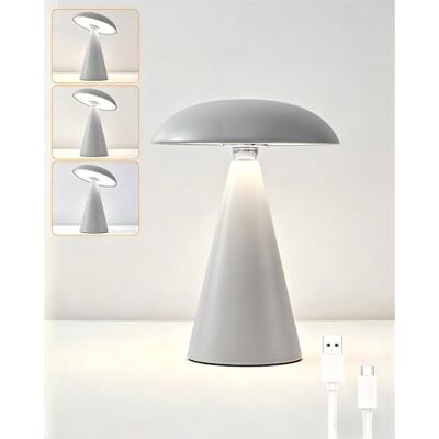HARPER LIVING Rechargeable Table Lamp, Magnetic Touch Mushroom Bedside Light Dimmable, Portable LED Battery Desk Lamp for Bedroom Living Room Home Office Kids Room, Matt Light Grey HARPER LIVING Rechargeable Table Lamp, Magnetic Touch Mushroom Bedside Light Dimmable, Portable LED Battery Desk Lamp for Bedroom Living Room Home Office Kids Room, Matt Light Grey