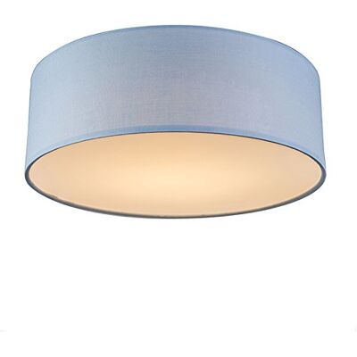 QAZQA Blue Drum Ceiling Light - Modern Fabric Steel QAZQA Blue Drum Ceiling Light - Modern Fabric Steel